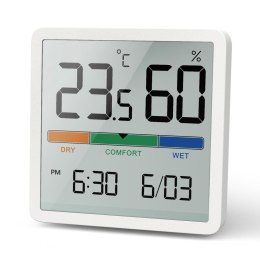 Termometr/higrometr GreenBlue,GB380, z funkcją zegara i daty, bateria CR2032, zakres temp. -9.9 st. C do +60 st. C Greenblue