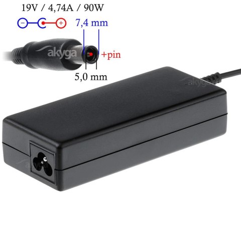 Zasilacz sieciowy Akyga AK-ND-04 do notebooka 19V/4,74A 90W 7.4x5.0mm + pin AKYGA