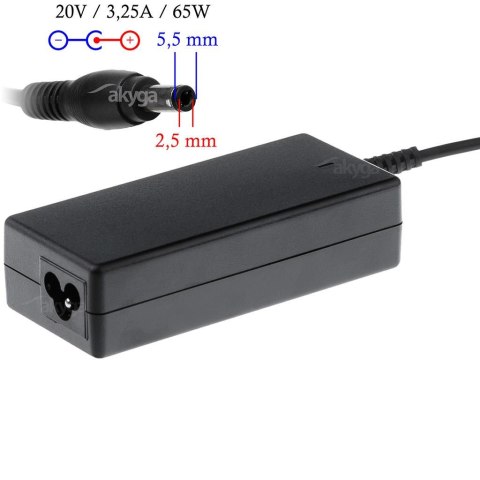Zasilacz sieciowy Akyga AK-ND-17 do notebooka 20V/3,25A 65W 5.5x2.5 mm AKYGA