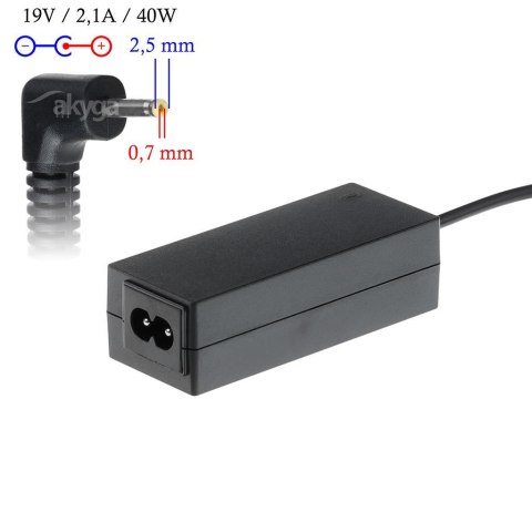 Zasilacz sieciowy Akyga AK-ND-23 do notebooka 19V/2,1A 40W 2,5x0,7mm AKYGA Zasilacz sieciowy Akyga AK-ND-23 do notebooka 19V/2,1A 40W 2,5x0,7mm AKYGA