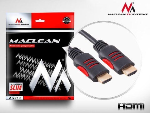 Kabel HDMI Maclean MCTV-813 HDMI 1.4 (M) - HDMI 1.4 (M) 30AWG z filtrami ferrytowymi czarny 3m Maclean