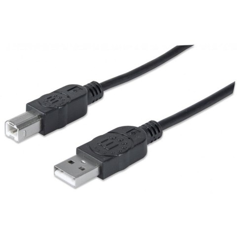 Kabel Manhattan USB 2.0 AM-BM do drukarki, ekaranowany 1m czarny Manhattan