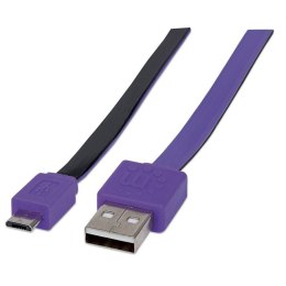 Kabel Manhattan USB-A 2.0 / MicroUSB-B 2.0 M/M 1m fioletowo-czarny Manhattan