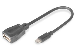 Kabel USB 2.0 DIGITUS HighSpeed OTG Typ microUSB B/USB A M/Ż czarny 0,2m Digitus