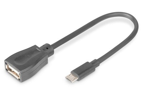 Kabel USB 2.0 DIGITUS HighSpeed OTG Typ microUSB B/USB A M/Ż czarny 0,2m Digitus