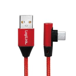 Kabel USB 2.0 LogiLink CU0145 USB A - USB-C, M/M, kątowy, czerwony, 0,3m LogiLink
