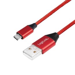 Kabel USB 2.0 LogiLink CU0151 USB A - micro USB B, M/M, czerwony 0,3m LogiLink