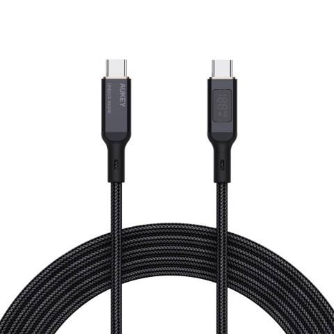 Kabel USB-C Aukey CB-MCC102 BK PD 100W, 1,8m, M/MK, LED Aukey
