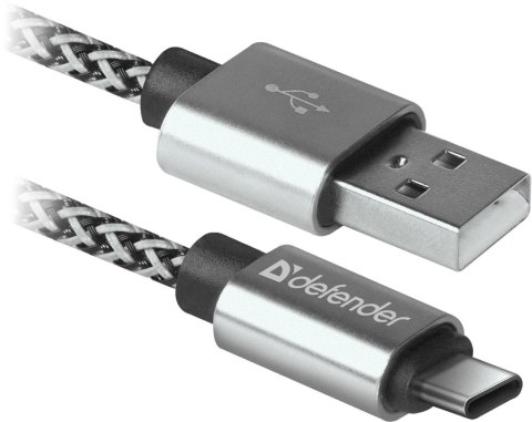Kabel USB Defender AM-TYPE C 1m 2,1A biało-czarny Defender
