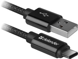 Kabel USB Defender AM-TYPE C 1m 2,1A czarny Defender
