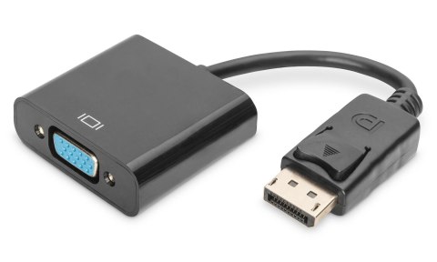 Kabel adapter DIGITUS DisplayPort z zatrzaskiem 1080p 60Hz FHD Typ DP / D-Sub 15 M/Ż czarny 0,15m Digitus