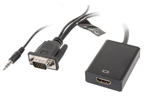 Kabel adapter Lanberg VGA (M) + Audio -> HDMI (F) czarny LANBERG