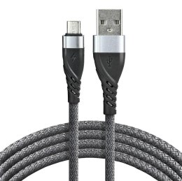 Kabel przewód pleciony USB - micro USB everActive CBB-2MG 200cm z obsługą szybkiego ładowania do 2,4A szary Everactive