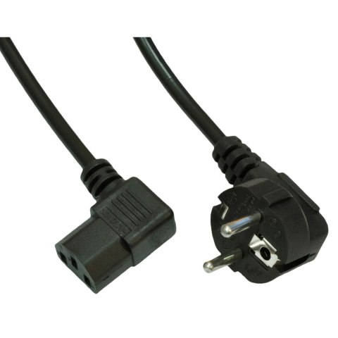 Kabel zasilający Akyga AK-PC-02A CEE 7/7 - IEC C13 kątowy 250V/50Hz 10A 1,5m czarny AKYGA