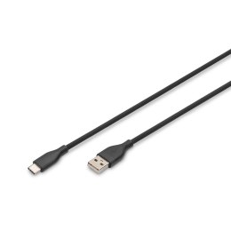 Kabel zasilający DIGITUS silikonowy USB-A - USB-C, USB 2.0 60W, 0,5m czarny Digitus