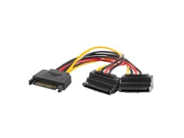 Kabel zasilający Lanberg SATA (M)-> 2x SATA (F) 90° 0,15m LANBERG