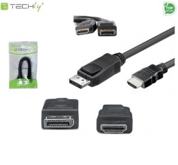 Adapter Techly DSP-H-020 DisplayPort/HDMI M/M, 1,8m, czarny ICOC Techly