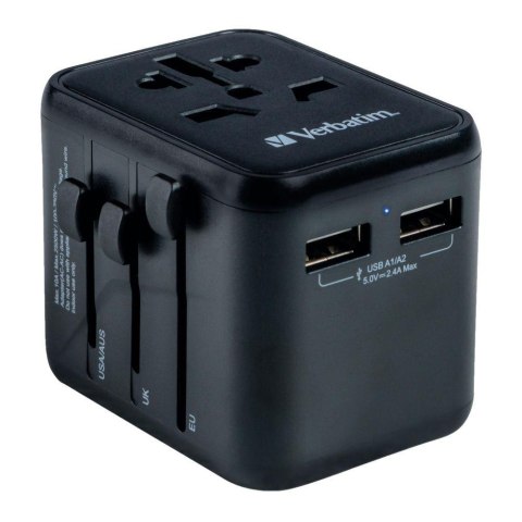 Adapter podróżny Verbatim UTA-01 globalny 2xUSB 12W Verbatim Adapter podróżny Verbatim UTA-01 globalny 2xUSB 12W Verbatim