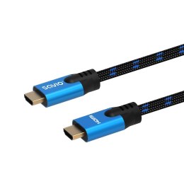 Kabel HDMI v2.1 Savio CL-143 3m, 8K, OFC, niebiesko-czarny, złote końcówki Savio