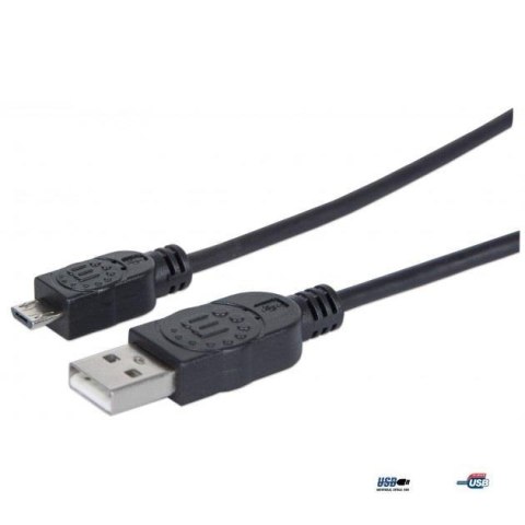 Kabel Manhattan USB 2.0 A-Micro B M/M 0,5m, czarny Manhattan
