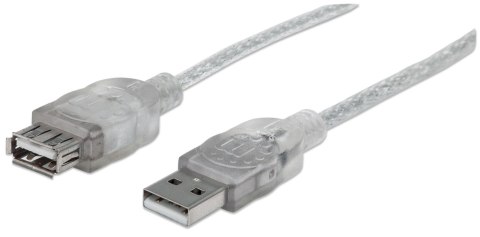 Kabel Manhattan przedłużacz USB 2.0 A-A M/F 4,5m, srebrny Manhattan