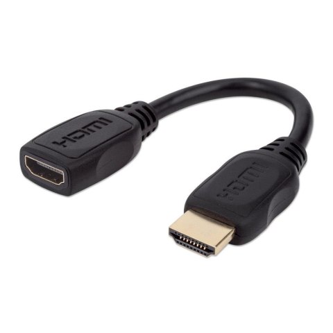 Kabel / Przedłużacz Manhattan HDMI-HDMI M/F Ethernet 4K*60Hz 0,2m, czarny Manhattan Kabel / Przedłużacz Manhattan HDMI-HDMI M/F Ethernet 4K*60Hz 0,2m, czarny Manhattan
