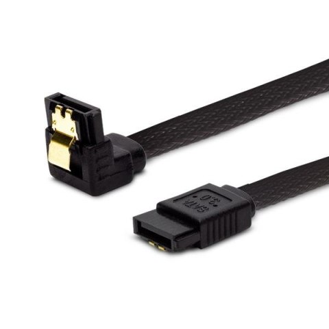 Kabel SATA III SAVIO GAK-04 0,3m, oplot czarny, kątowy, złote zatrzaski Savio
