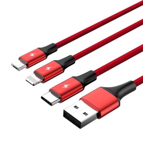 Kabel USB 2.0 Unitek C4049RD, 3w1 USB - USB typ C/microUSB/Lightning, 1,2m Unitek