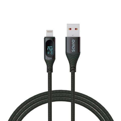 Kabel USB SAVIO CL-173, USB do Lightning, z wyświetlaczem cyfrowym, 1m, czarny Savio