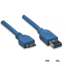 Kabel USB Techly USB 3.0 Super Speed, A-męski, Micro B-męski, 1m, niebieski ICOC Techly