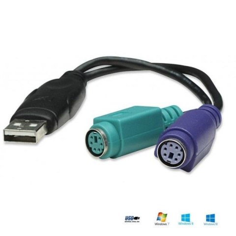Kabel adapter Manhattan USB/2xPS2 mini LX 0,15m Manhattan