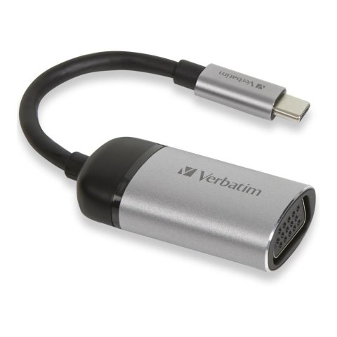 Kabel adapter Verbatim USB type-C(M) - VGA(F) 0,1m czarno-srebrny Verbatim Kabel adapter Verbatim USB type-C(M) - VGA(F) 0,1m czarno-srebrny Verbatim