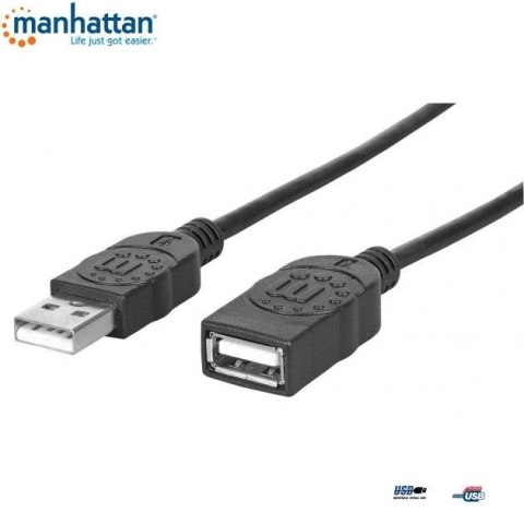 Kabel/przedłużacz Manchattan USB2.0 AM-AF 3m czarny Manhattan