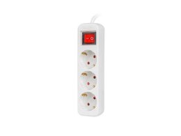 Listwa przedłużacz Lanberg 1,5m biała 3x 230V Schuko z wyłącznikiem, kabel wykonany z pełnej miedzi LANBERG
