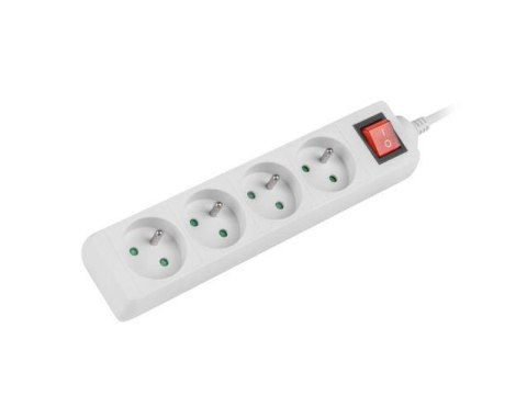 Listwa przedłużacz Lanberg 1,5m biała 4x 230V PL, z wyłącznikiem, kabel wykonany z pełnej miedzi LANBERG