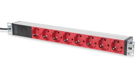Listwa zasilająca DIGITUS PDU 19" RACK 8xSchuko kabel 2m 1xC14 16A wł./wył. zabezpieczenie aluminiowa Digitus