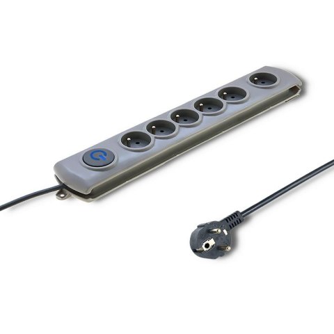 Listwa zasilająca antyprzepięciowa Qoltec Quick Switch | 6 gniazd | 3m | szara Qoltec