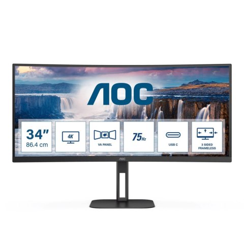 Monitor AOC 34" CU34V5C/BK HDMI DP USB-C głośniki AOC Monitor AOC 34" CU34V5C/BK HDMI DP USB-C głośniki AOC