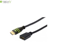 Przedłużacz HDMI Techly HDMI-HDMI M/F Ethernet 3D 4K, 1,8m, czarny Techly