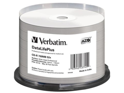 CD-R Verbatim 52x Cake 50 szt DL AZO Nadruk Verbatim CD-R Verbatim 52x Cake 50 szt DL AZO Nadruk Verbatim