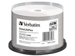 CD-R Verbatim 700MB DL+ AZO Thermal Printable Medi Disc No ID (cake 50) Verbatim