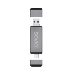 Czytnik kart SD 3w1 SAVIO AK-72, USB-C+ USB-A 2.0+ Micro USB Savio