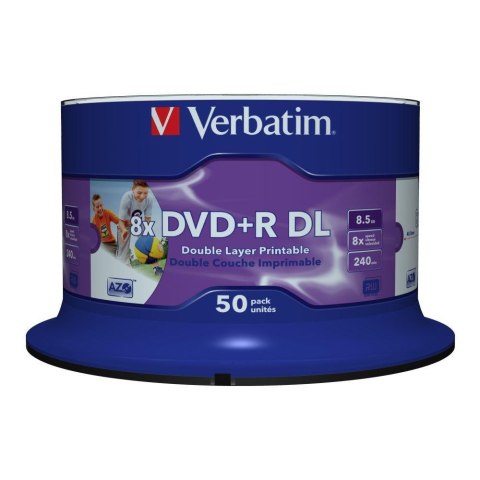 DVD+R DL Verbatim 8.5GB 8x Wide Inkjet Printable (Spindle 50) Verbatim