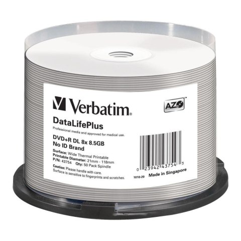 DVD+R DL Verbatim DataLife Plus 8.5GB 8x Wide Thermal Printable (Spindle 50) Verbatim