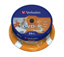 DVD-R Verbatim 16x 4.7GB (Cake 25) WIDE PRINTABLE Verbatim