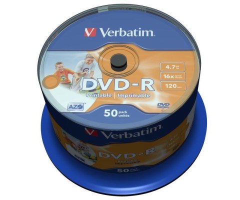 DVD-R Verbatim 16x 4.7GB (Cake 50) WIDE PRINTABLE Verbatim DVD-R Verbatim 16x 4.7GB (Cake 50) WIDE PRINTABLE Verbatim
