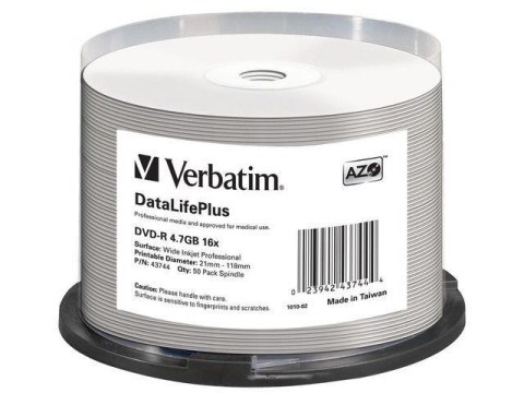 DVD-R Verbatim 4.7GB X16 AZO DL+ printable NO ID (50 Cake) Verbatim