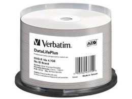 DVD-R Verbatim 4.7GB X16 AZO DL+ printable thermal białe NO ID (50 Cake) Verbatim