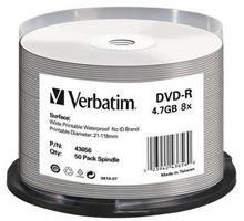 DVD-R Verbatim 4,7GB 16x Cake 50 szt Nadruk Waterproof Verbatim