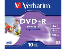 DVD+R Verbatim 4.7GB X16 printable (10 Jewel Case) Verbatim